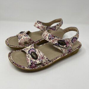 Alegria Vienna What a Frill floral sandal leather boho hook n loop closure 10.5